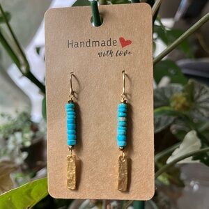 Handmade Gold Plated and Kingman Turquoise Earrings